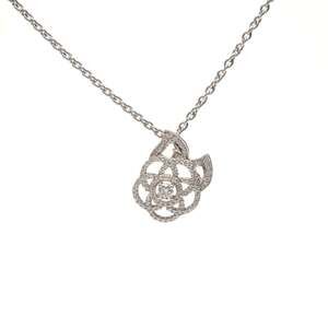 CHANEL Diamond Camellia Necklace in 750K18 WG Silver (WS25674)
